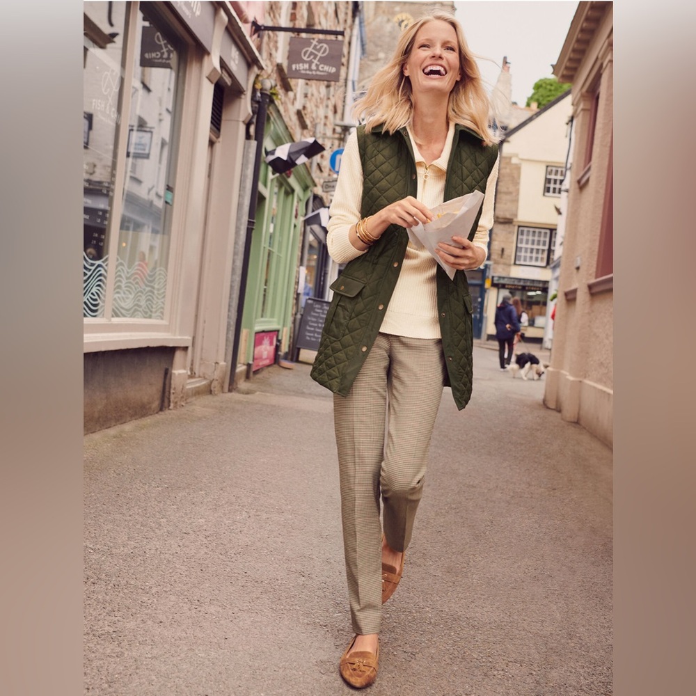 Talbots Olive Green Snap Front Collared Long Quil… - image 2